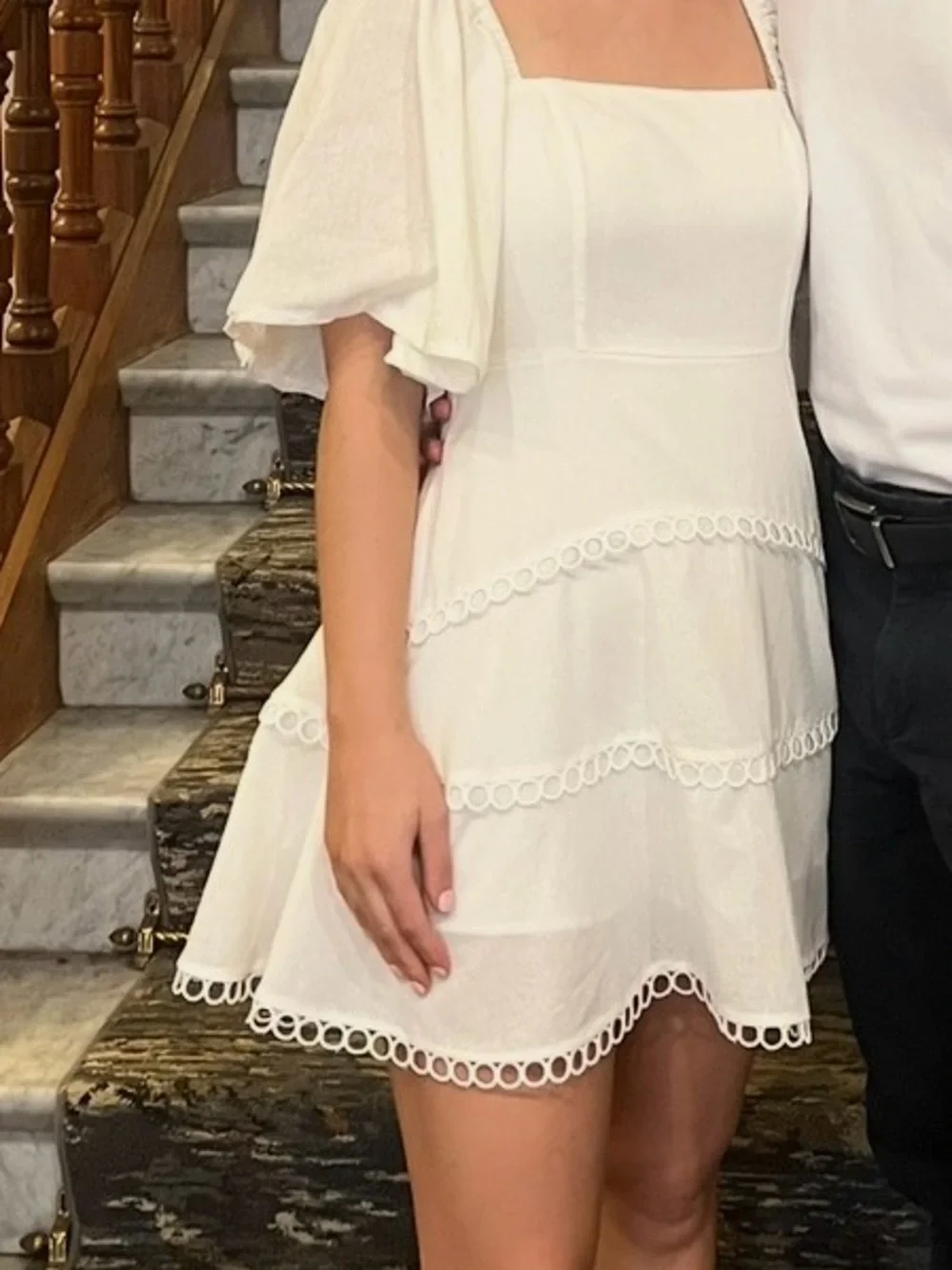 Showpo White Square Neck Puff-Sleeve Mini Dress - Picture 3 of 4
